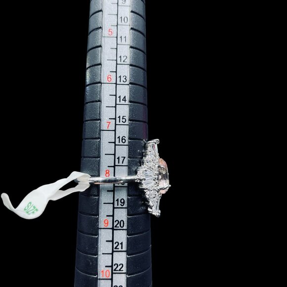 Bomb Party Ring Size 8 Statement Cocktail Pink Gemstone Halo Bling Jewelry - Picture 7 of 8